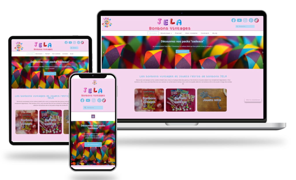 Visualisation du site responsive bonbons JELA